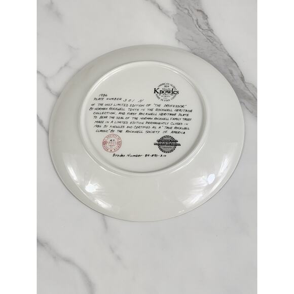 The Professor Plate Wall Decor Year 1986 Fine China 8 1/2" Norman Rockwell Vtg - Picture 12 of 14